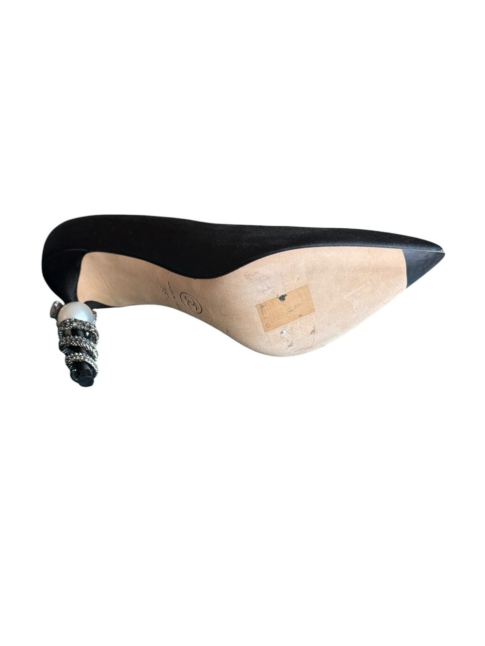 Chanel Black Satin Serpent Pumps 2016 Pre-Fall Paris-Rome Collection Size 36.5 - Picture 9 of 10